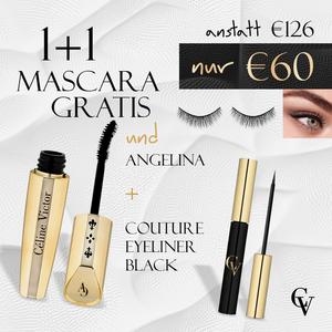 1 + 1 mascara + angelina + couture eyeliner svart